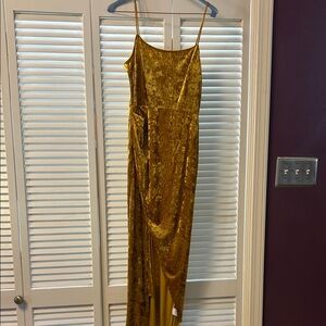 SAYLOR Mustard Gold Velvet Maxi Slip Dress